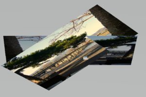 ペイント３D作成された渡月橋の風景